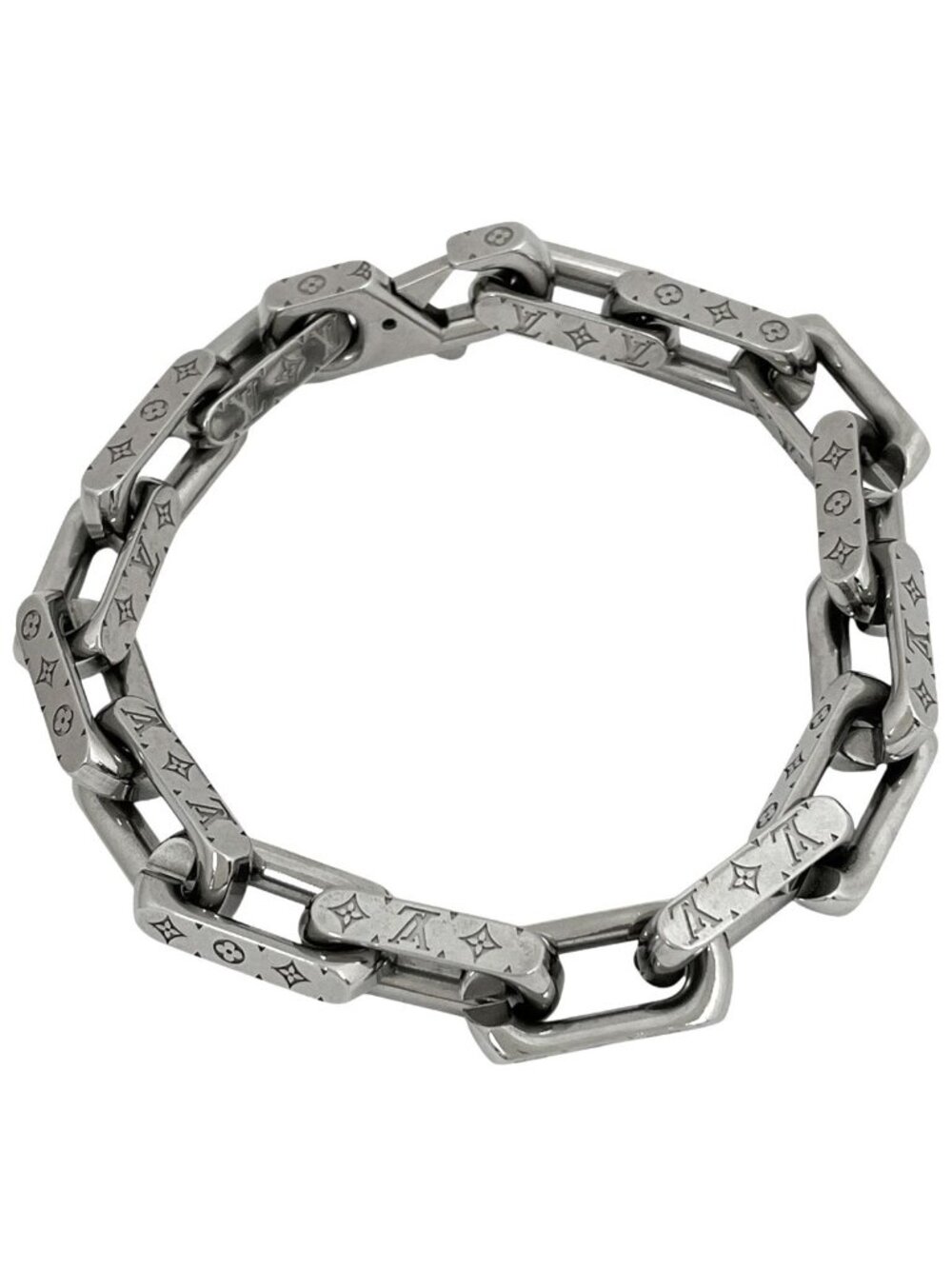 Louis Vuitton Bracelet Monogram Chain Metal Silver